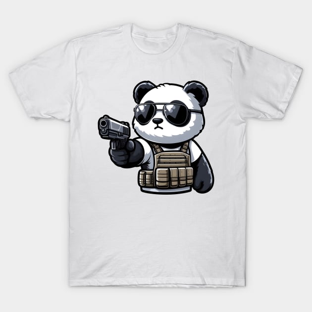 Tactical Panda T-Shirt by Rawlifegraphic